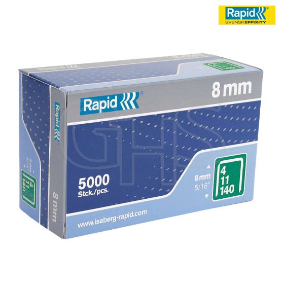 Rapid 140/8 8mm Galvanised Staples Box 5000 - 11908111