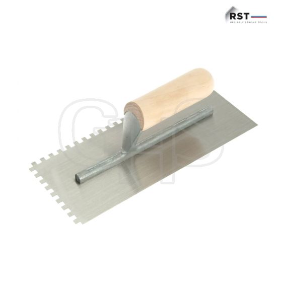R.S.T. Notched Trowel 6mm Square Notches Wooden Handle 11in x 4.1/2in - RTR153DS