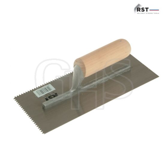 R.S.T. Notched Trowel 5mm V Notches Wooden Handle 11in x 4.1/2in - RTR153DT