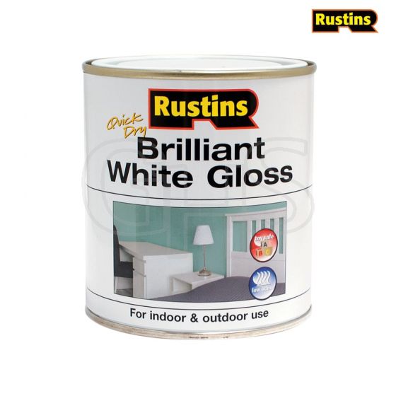 Rustins Gloss Paint Water Based White 1 Litre - WHIGW1000