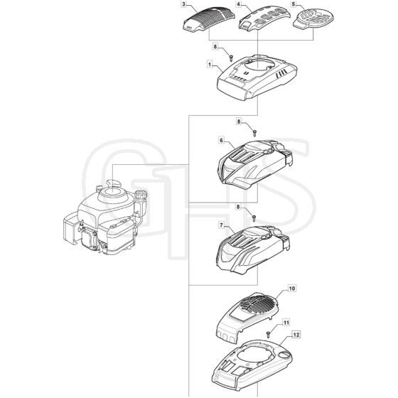 S501R PD - 2016-2018 - 294519043/M16 - Mountfield Rotary Mower Engine Cover Diagram