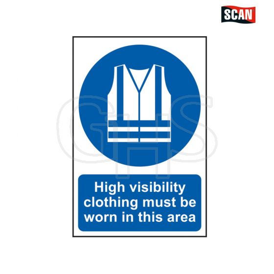 Scan High Visibility Jackets Must Be Worn In This Area - PVC 200 x 300mm - 22