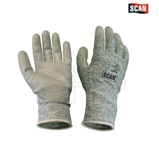 Scan Grey PU Coated Cut 5 Liner Gloves - XL - 2AYH33J-24