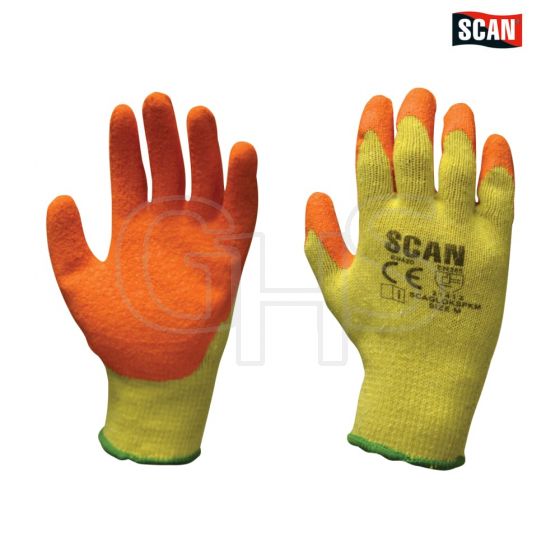 Scan Knit Shell Latex Palm Gloves Orange One Size (12 Pack) - 2ANK32L-24