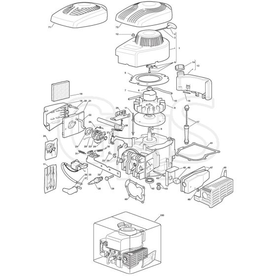 SD4700 - 2008 - 292470043/M08 - Mountfield Rotary Mower SV150 Engine Diagram