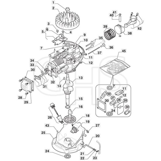 SP160 R - 2021-2023 - 299439043/MC - Mountfield Rotary Mower Engine Piston Crankshaft Diagram