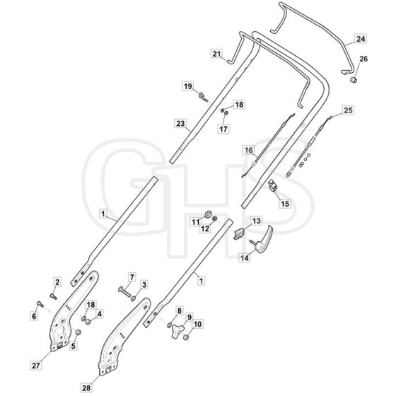 SP160 R - 2021-2023 - 299439043/MC - Mountfield Rotary Mower Upper Handle Diagram