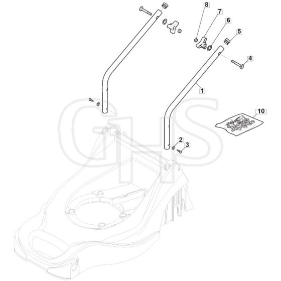 SP164 - 2017-2019 - 297412048/WX - Mountfield Rotary Mower Lower Handle Diagram