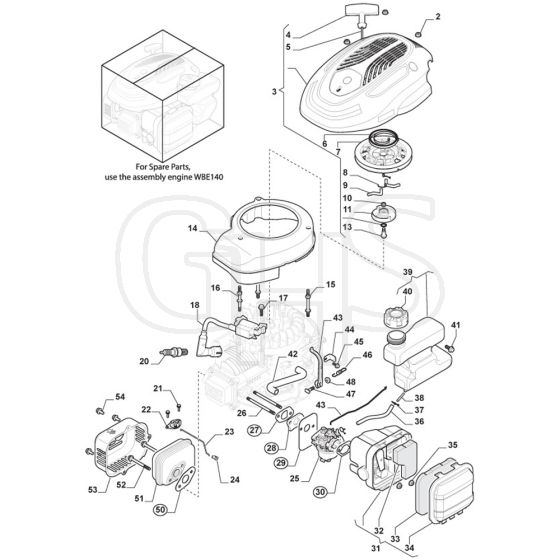 SP414 - 2020 - 297412043/M20 - Mountfield Rotary Mower Engine Carb Tank Diagram