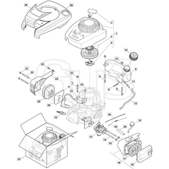 SP41 - 2017-2019 - 297412048/M17 - Mountfield Rotary Mower Engine Diagram