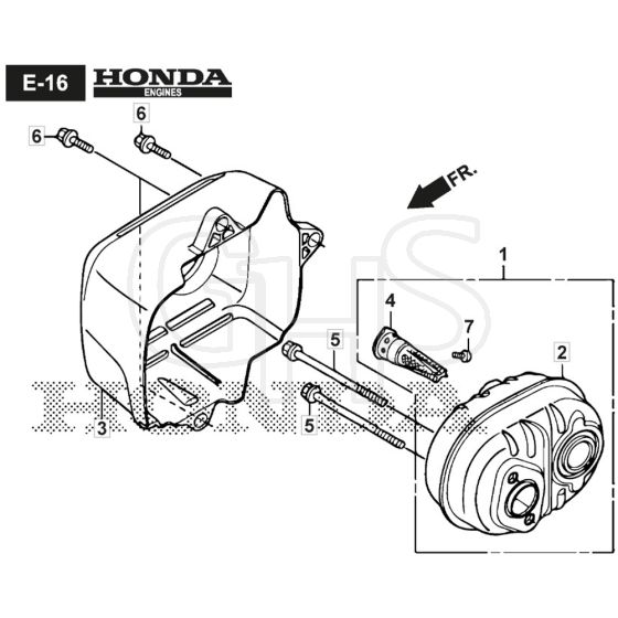 SP425 - 2020-2021 - 2L0432038/M19 - Mountfield Rotary Mower Exhaust Muffler Diagram