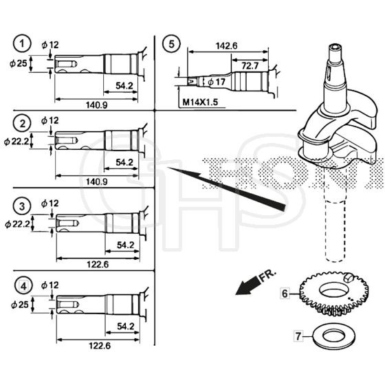 SP425 R - 2019-2021 - 299439038/M19 - Mountfield Rotary Mower Crankshaft Diagram