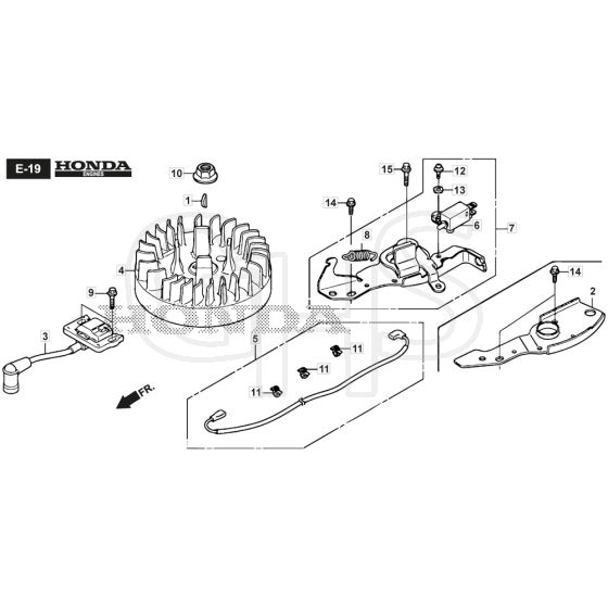 SP425 R - 2019-2021 - 299439038/M19 - Mountfield Rotary Mower Flywheel Diagram