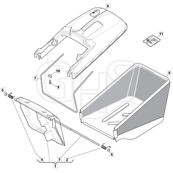 SP425 R - 2019-2021 - 299439038/M19 - Mountfield Rotary Mower Grass Bag Diagram
