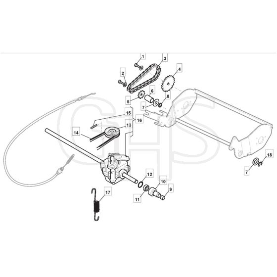 SP425 R - 2019-2021 - 299439038/M19 - Mountfield Rotary Mower Roller Diagram