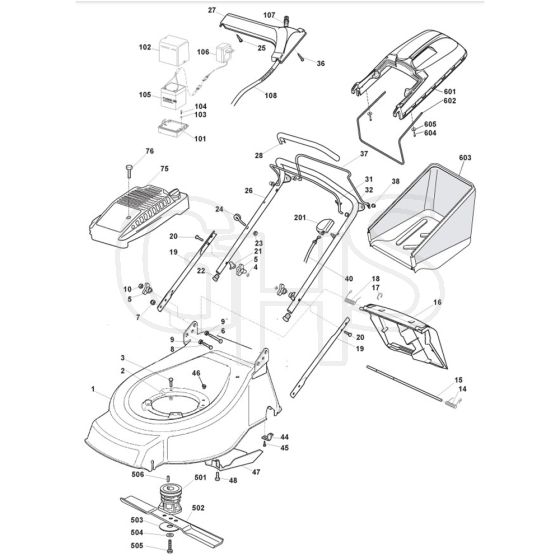 SP460 R - 2003 - 23-3781-92 - Mountfield Rotary Mower Grass Bag Diagram