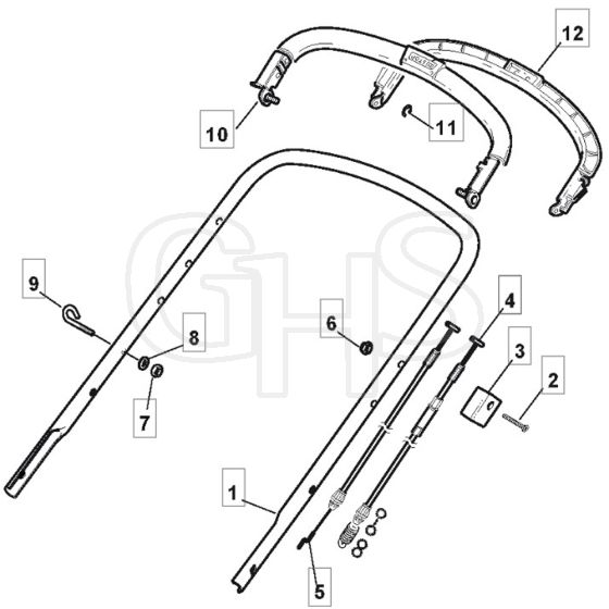SP465 - 2010 - 299482338/M10 - Mountfield Rotary Mower Upper Handle Diagram