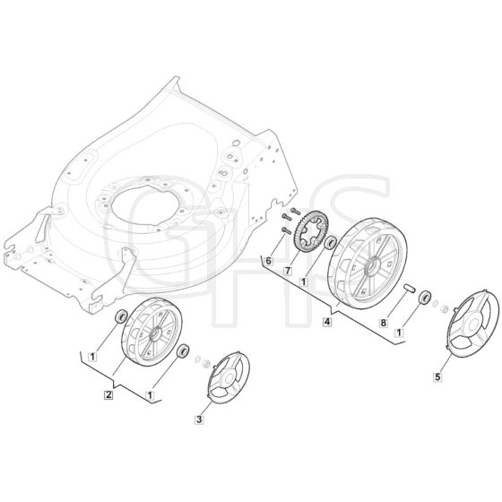 SP465 - 2010 - 299482338/M10 - Mountfield Rotary Mower Wheels Diagram