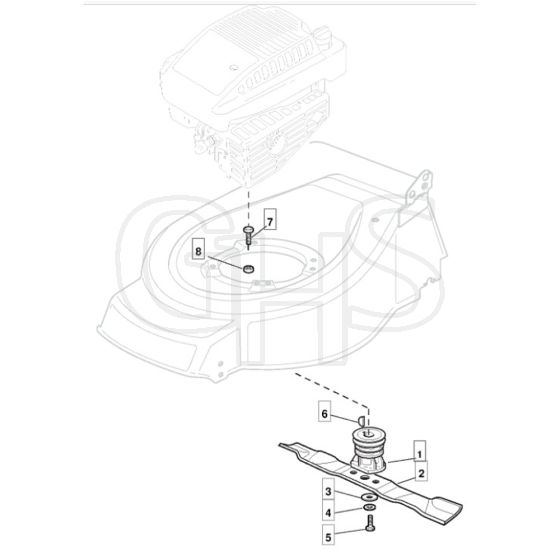 SP465 R - 2008-2013 - 294489038/UM8 - Mountfield Rotary Mower Blade Diagram