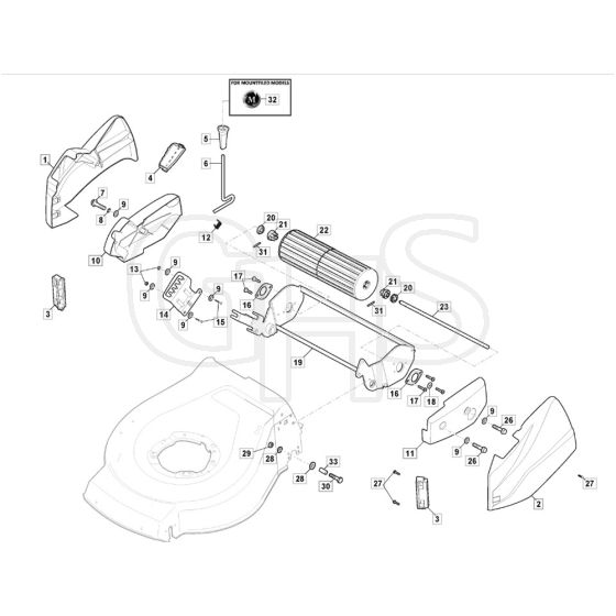 SP465 R - 2012-2013 - 299489038/M12 - Mountfield Rotary Mower Roller Assembly Diagram