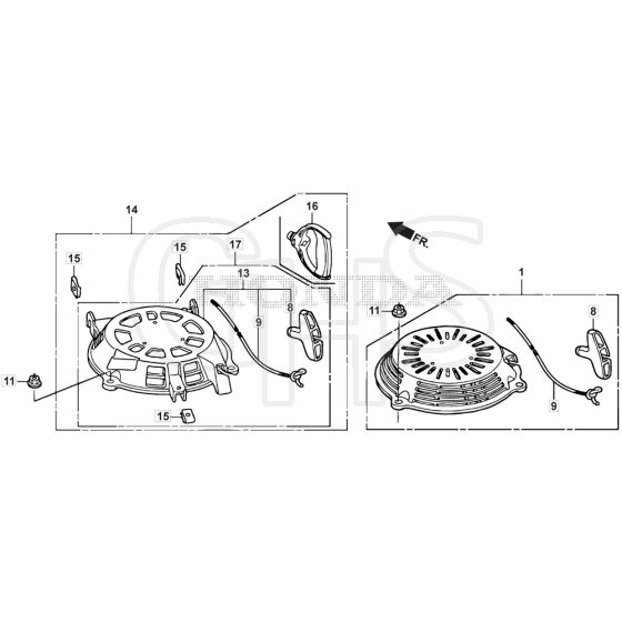 SP465 R - 2015-2018 - 299489038/M15 - Mountfield Rotary Mower Recoil Starter Diagram