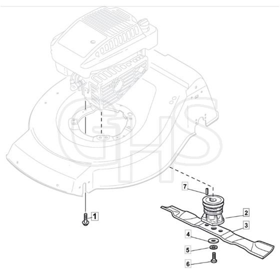 SP465 R - 2019-2021 - 299489038/M19 - Mountfield Rotary Mower Blade Diagram