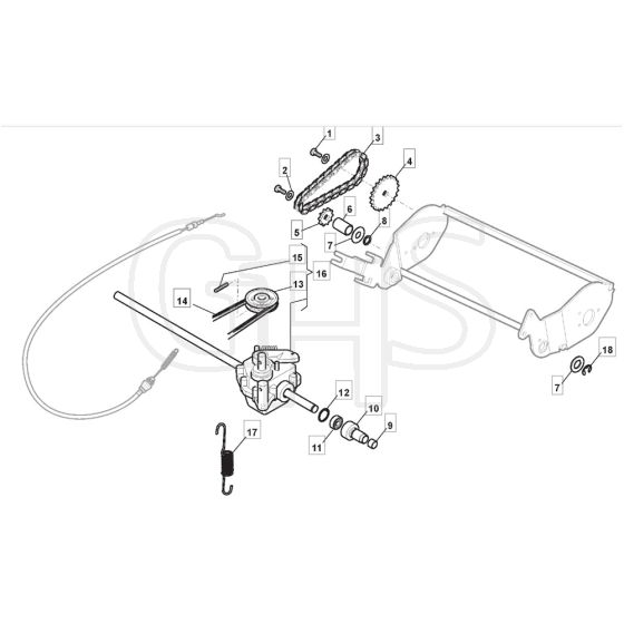 SP465 R - 2019-2021 - 299489038/M19 - Mountfield Rotary Mower Roller Diagram