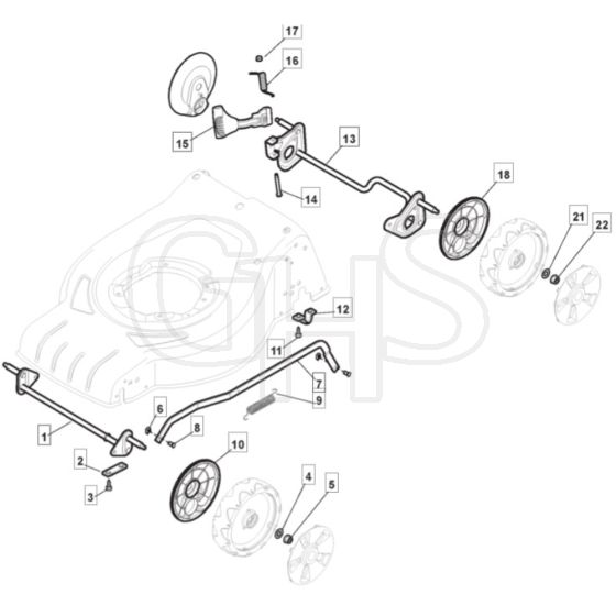 SP46 - 2019 - 295492048/M19 - Mountfield Rotary Mower Height Adjusting Diagram
