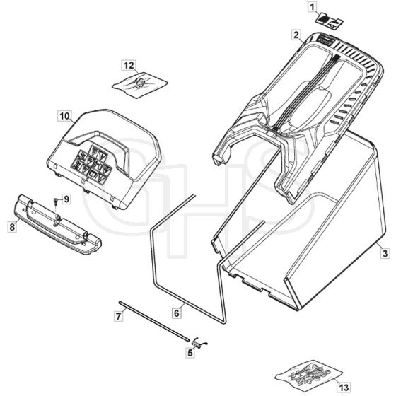 SP46 - 2020-2022 - 2L0482148/MTF - Mountfield Rotary Mower Grass Bag Diagram