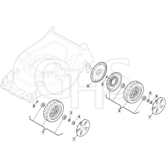SP46 - 2020-2022 - 2L0482148/MTF - Mountfield Rotary Mower Wheels Diagram
