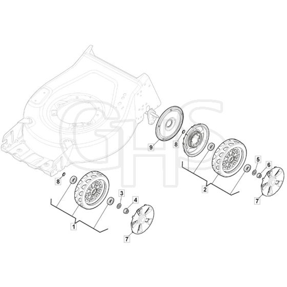 SP46 B - 2021-2022 - 2L0482128/MTF - Mountfield Rotary Mower Wheels Diagram