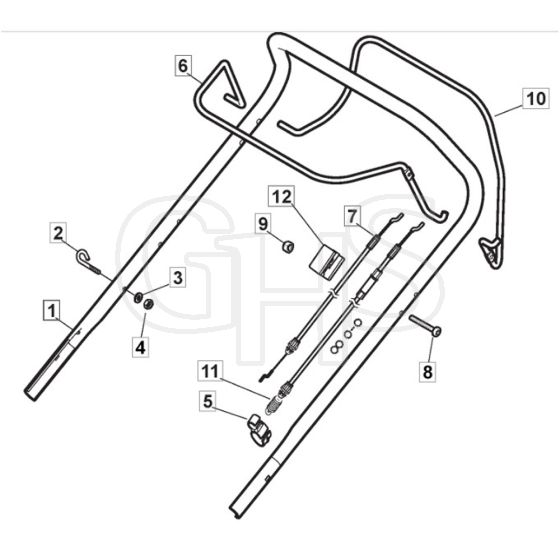 SP46 H - 2016-2017 - 295496038/SF - Mountfield Rotary Mower Upper Handle Diagram
