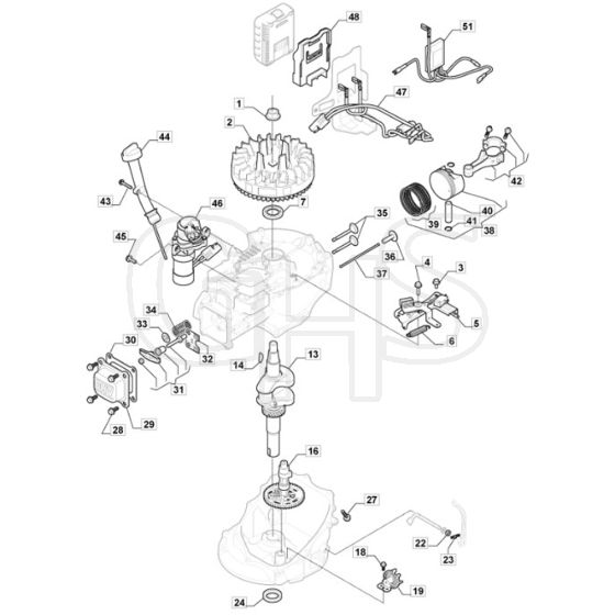 SP46 LS - 2019 - 295496548/M19 - Mountfield Rotary Mower Engine Piston Crankshaft Diagram