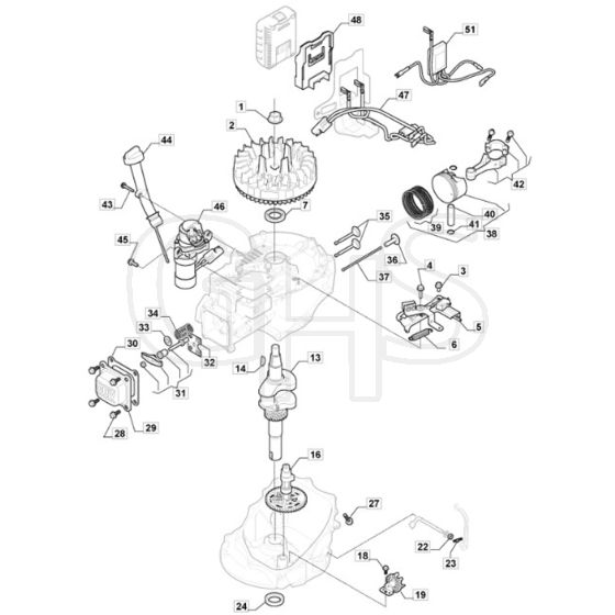 SP46 LS - 2019-2020 - 2L0486548/M19 - Mountfield Rotary Mower Engine Piston Crankshaft Diagram