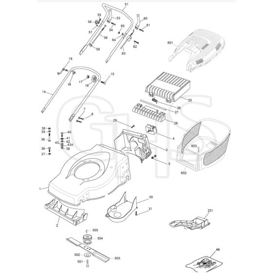 SP470 - 2006 - 299264623/BQ - Mountfield Rotary Mower Handle Diagram