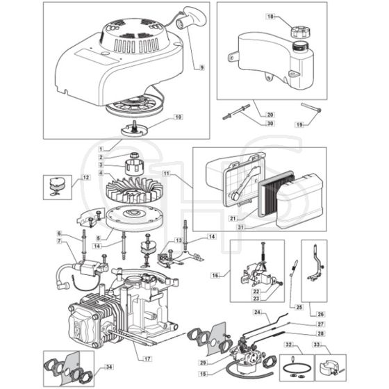 SP504 - 2009 - 290502043/UM9 - Mountfield Rotary Mower Engine Diagram