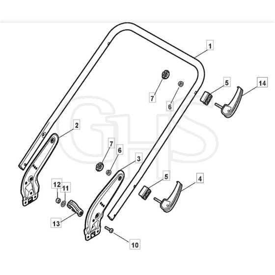 SP535 HW - 2015 - 299536038/M15 - Mountfield Rotary Mower Lower Handle Diagram