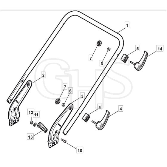 SP535 HW - 2013 - 299536838/M12 - Mountfield Rotary Mower Lower Handle Diagram