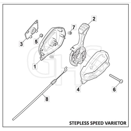 SP535 HWV - 2016-2018 - 294557838/M16 - Mountfield Rotary Mower Control Speed Variator Diagram