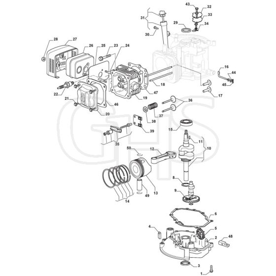 SP53 - 2017-2018 - 295536048/M17 - Mountfield Rotary Mower Engine Piston Crankshaft Diagram