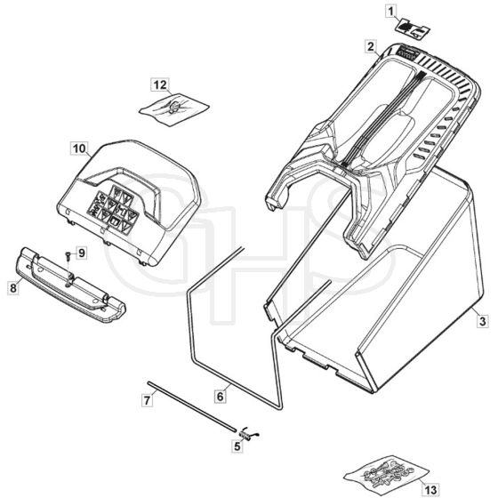 SP53 ELITE - 2021-2023 - 2L0536038/M21 - Mountfield Rotary Mower Grass Bag Diagram