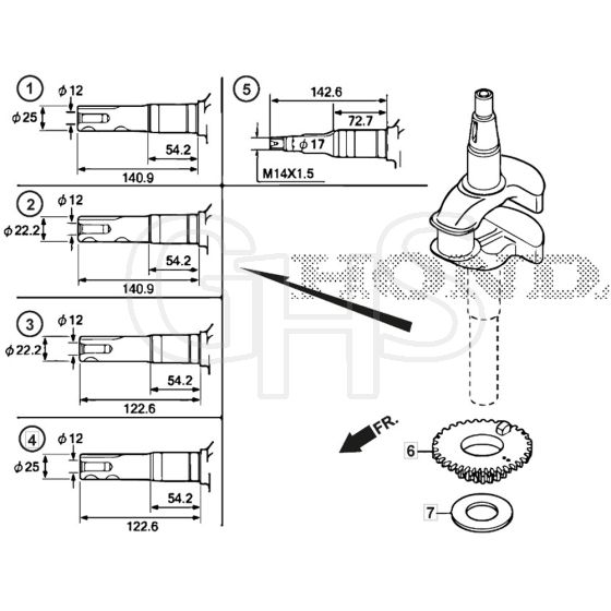 SP53 H - 2019-2021 - 295546038/MC - Mountfield Rotary Mower Crankshaft Diagram