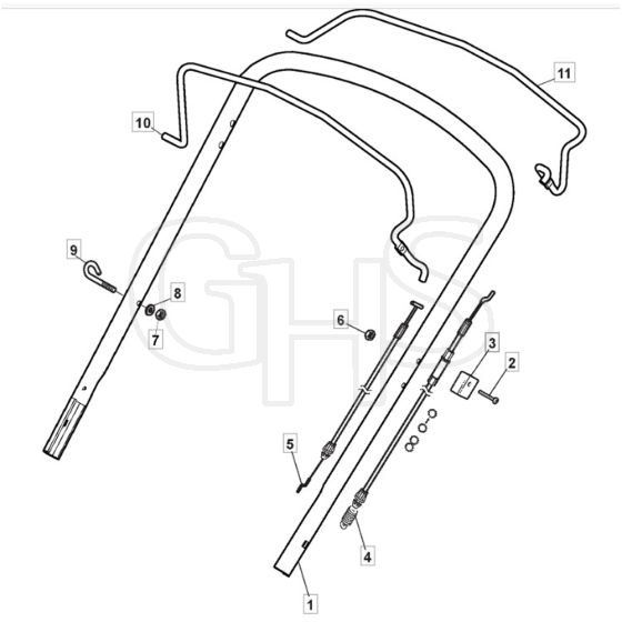 SP53 H - 2017-2019 - 295546038/WX - Mountfield Rotary Mower Upper Handle Diagram