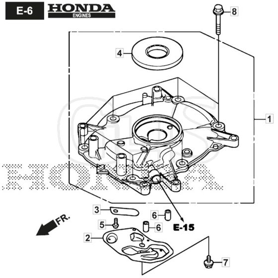 SP53 H - 2019 - 295546138/WX - Mountfield Rotary Mower Crankcase Cover Diagram
