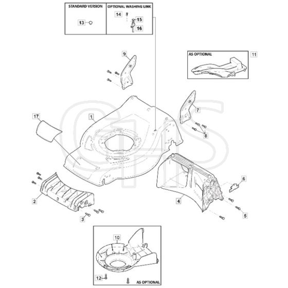 SP53 H - 2019 - 295546138/WX - Mountfield Rotary Mower Deck Diagram