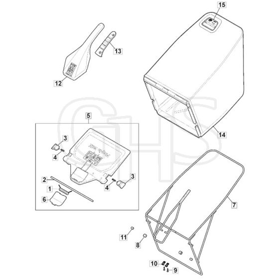SP551 VLS - 2019-2020 - 294563543/M19 - Mountfield Rotary Mower Grass Bag Diagram