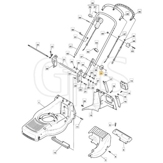 SP555 R - 2011-2013 - 292555038/M11 - Mountfield Rotary Mower Upper Handle Diagram
