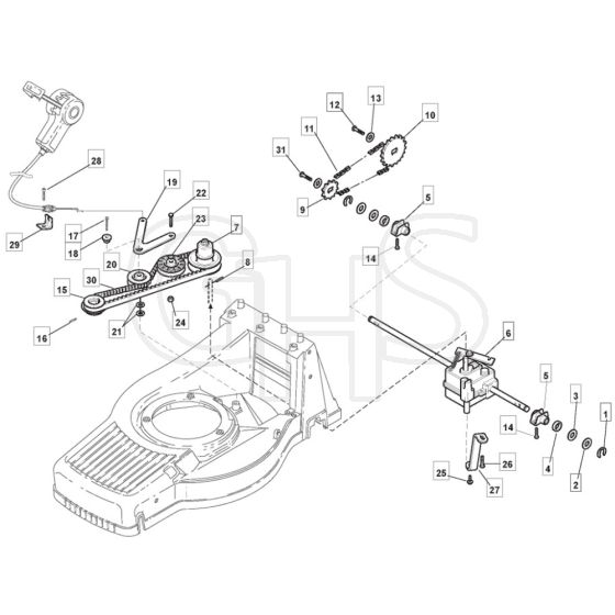 SP555 R - 2014-2015 - 292555038/M14 - Mountfield Rotary Mower Roller Assembly Diagram
