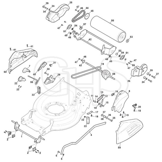 SP555 R V - 2020-2021 - 294569038/M20 - Mountfield Rotary Mower Deck Diagram