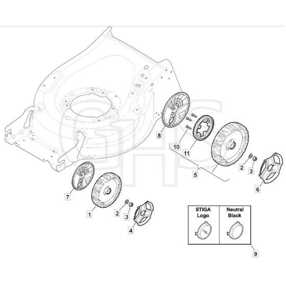 SP555 V - 2022 - 294563033/M22 - Mountfield Rotary Mower Wheels Diagram
